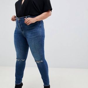Plus Size High Waisted Skinny Jean w/ Ripped Knee